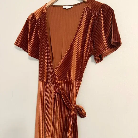 Baltic Born Andi Velvet Ribbed Wrap Maxi Dress - XS - Picture 4 of 6